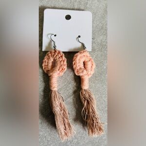 Handmade Peach Crochet Tassel Earrings